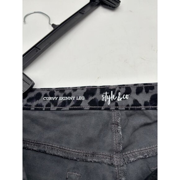 Style & Co Plus Size Curvy Animal-Print Skinny Jeans, Gray Animal Print,  20W - Picture 8 of 11
